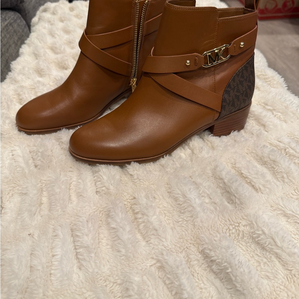 Michael Kors Brown Ankle Booties with Chunky Heel